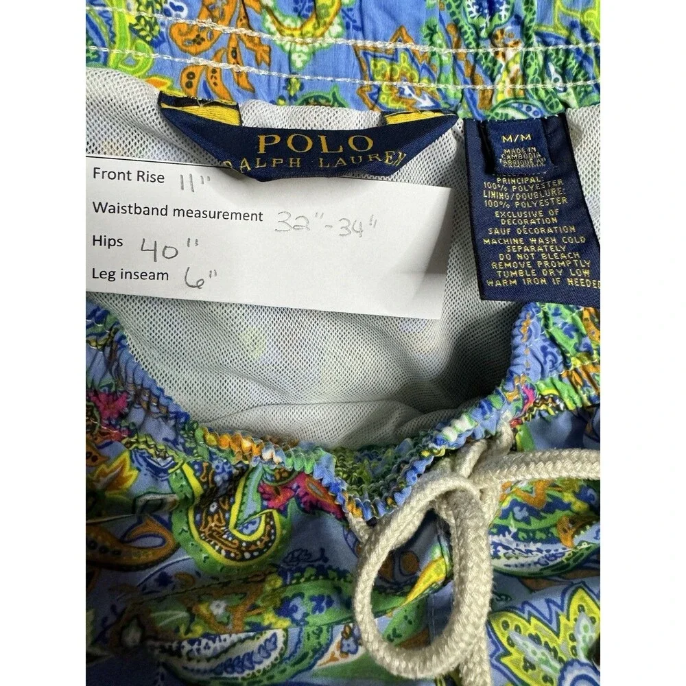 Polo Ralph Lauren Swim Trunks Men’s Medium Paisley Floral Swim Trunks Pockets